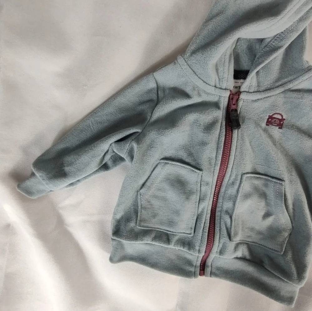 Carter's Sage Blue Kids Hoodie Zip Up Jacket 6M NWT
